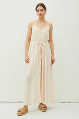 LIGHTWEIGHT TIE BELT WIDE LEG CAMI JUMPSUIT