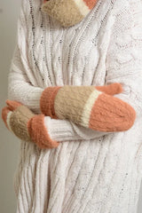 ULTRA SOFT MOHAIR WIDE STRIPE WARM MITTENS