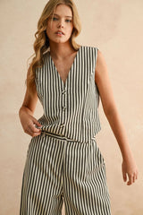 STRIPED BUTTON FRONT VEST