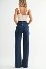 HIGH RISE WIDE LEG PALAZZO JEAN DENIM