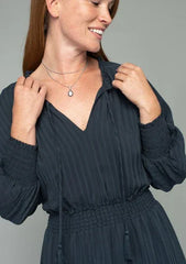 BOHO DOLMAN SLEEVE TIE FRONT SMOCKED MINI DRESS