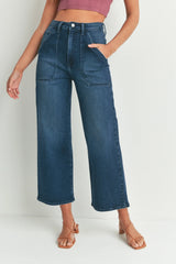 THE CARGO PATCH POCKET WIDE LEG DENIM JEANS