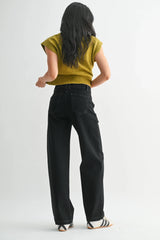 BUTTON DOWN SLIM WIDE LEG DENIM