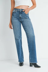 HIGH RISE LONGER LENGTH STRAIGHT TALL DENIM JEANS