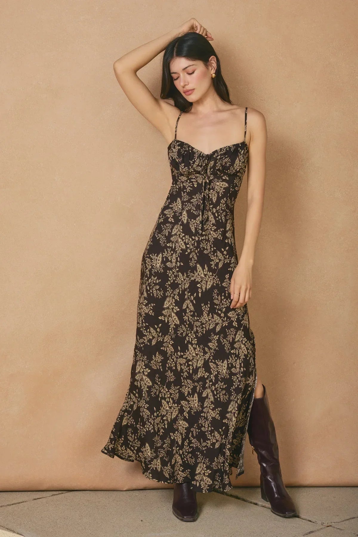LINA FRONT TIE SLIT MAXI DRESS