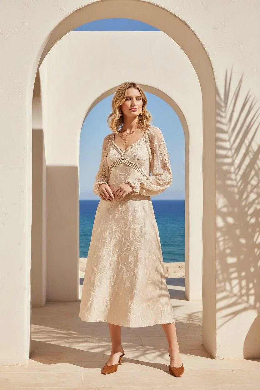 LACE JACQUARD MAXI DRESS