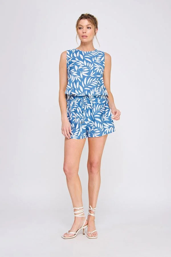 PRINTED WOVEN TIE SHORTS