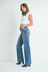 HIGH RISE LONGER LENGTH STRAIGHT TALL DENIM JEANS