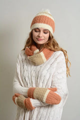 ULTRA SOFT MOHAIR WIDE STRIPE WARM MITTENS