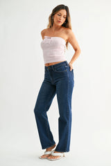 MID RISE STRAIGHT LEG DENIM JEAN