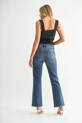 HIGH RISE SLIM CROPPED BOOTCUT DENIM JEANS